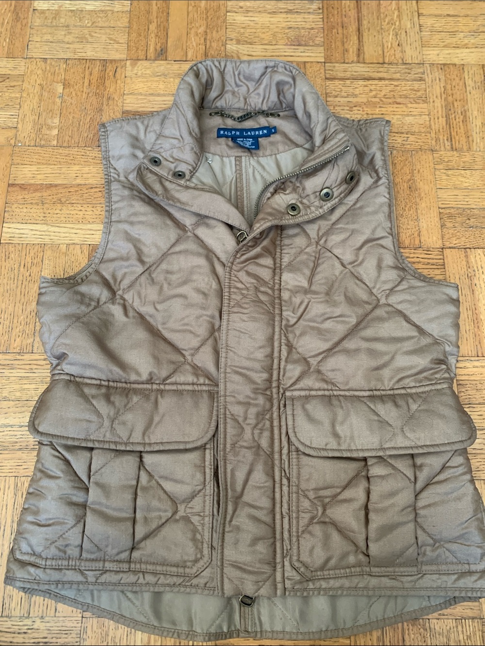 Ralph Lauren Silk-Lining Quilted Vest in Light Brown